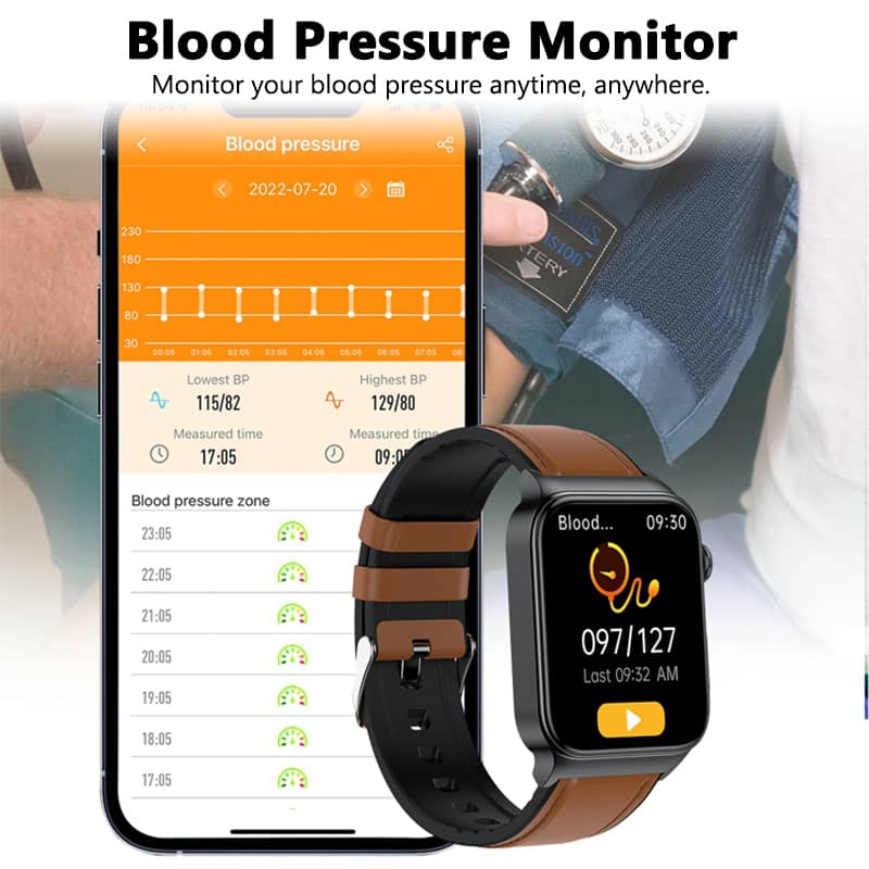 Findtime ECG Smart Watch with Blood Pressure Monitor Body Temperature Blood Glucose Heart Rate Blood Oxygen