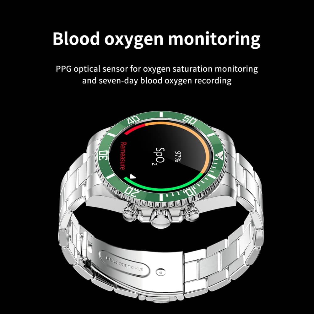 Findtime Smart Watch for Men Bluetooth Calling Heart Rate Blood Oxygen Monitoring Strainless Steel