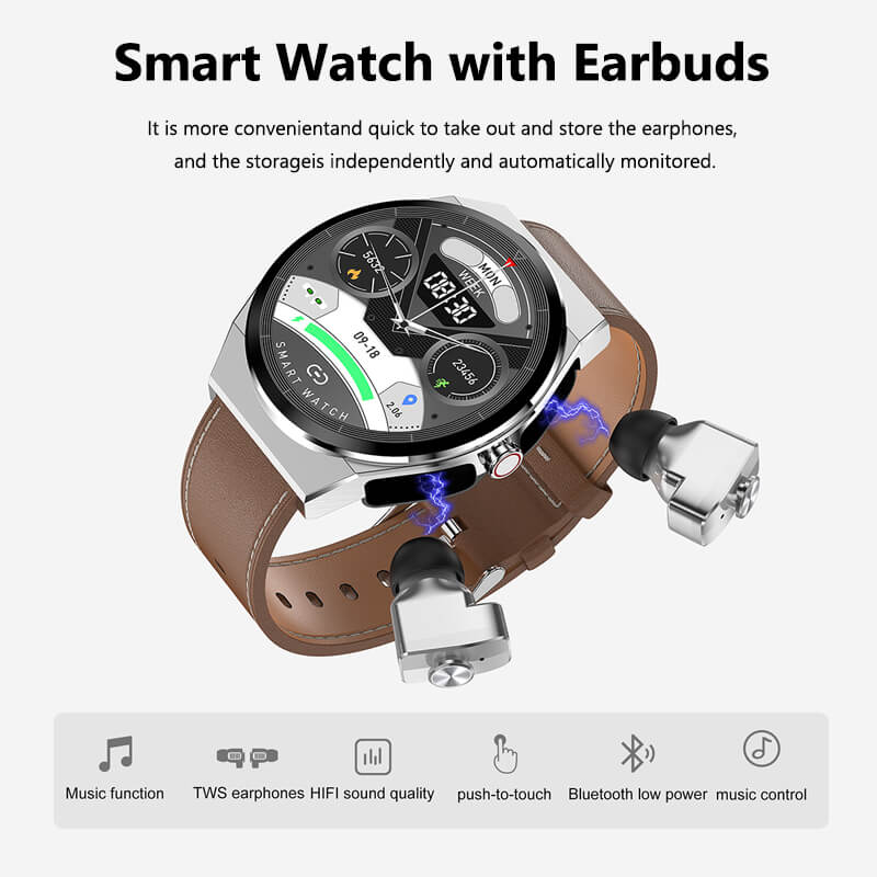 Findtime Smart Watch with Earbuds for Android Phone and iPhone