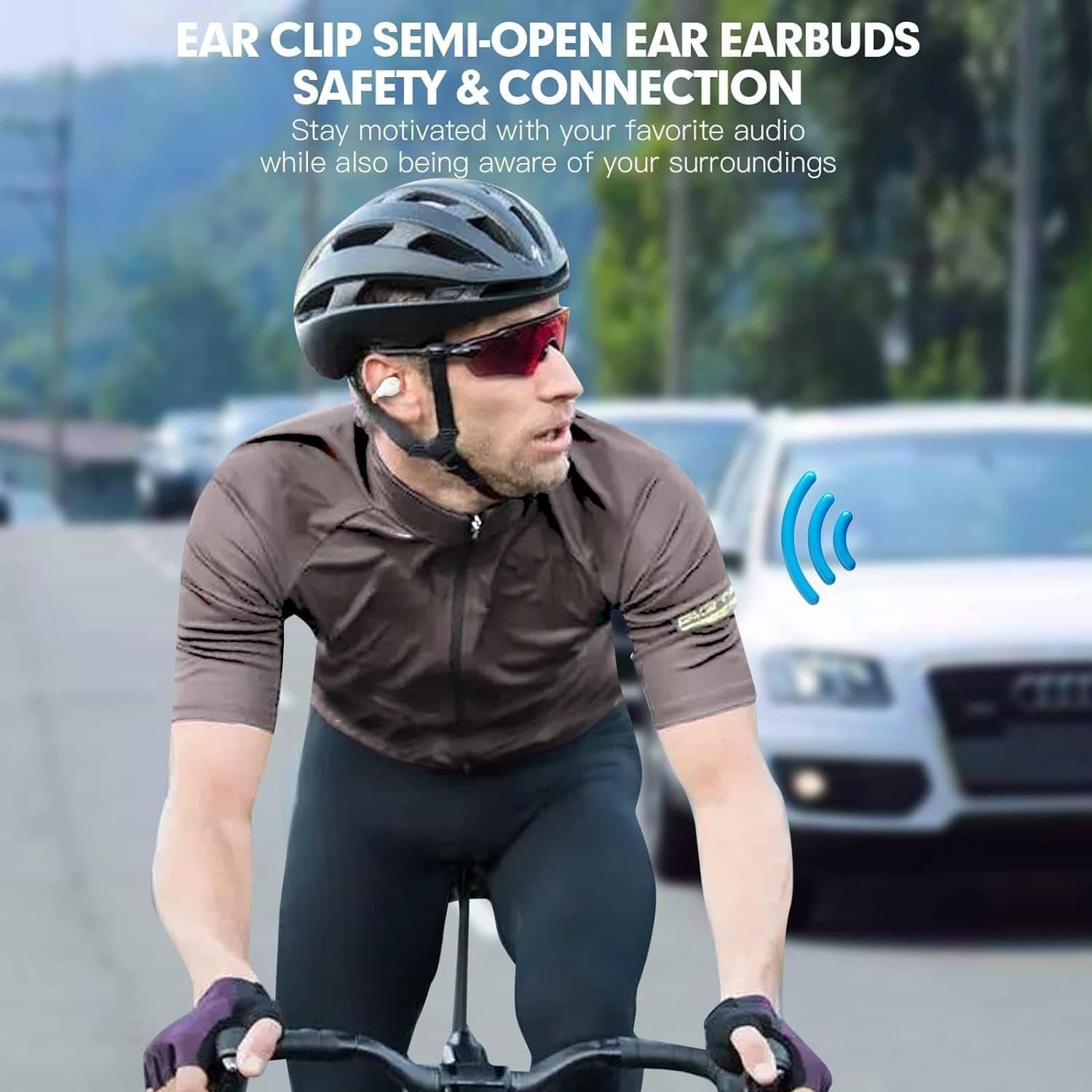 Open Ear Earbuds Wireless Ear Clip Bone Conduction Headphones Headset Bone Conduction Earbuds Head Set Clip On Wireless Bluetooth Bone Conducting Open Ear Headphones Induction Earphones