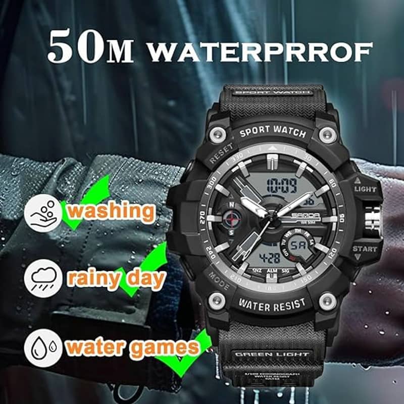 Findtime Mens Sports Watch Digital Watches for Men Military Watch Waterproof Watches for Men Rugged Watch with LED Backlight Alarm Stopwatch