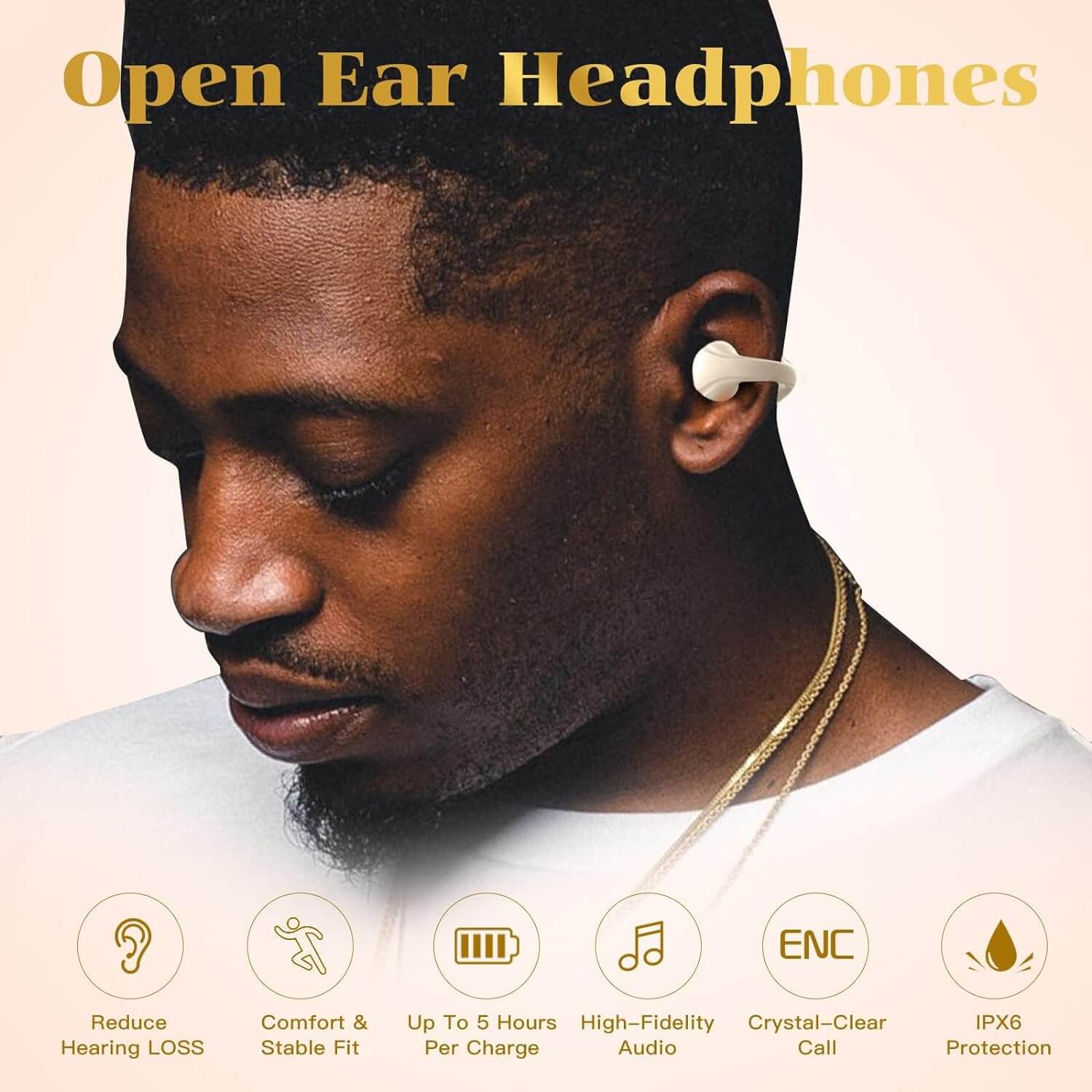 Wireless Open Ear Ear Clip On Bone Conduction Headphones Headset Bluetooth Earclip Open Ear Air Bone Conduction Earbuds Earphones Head Phones Outer Bone Conducting Headphones Earphones