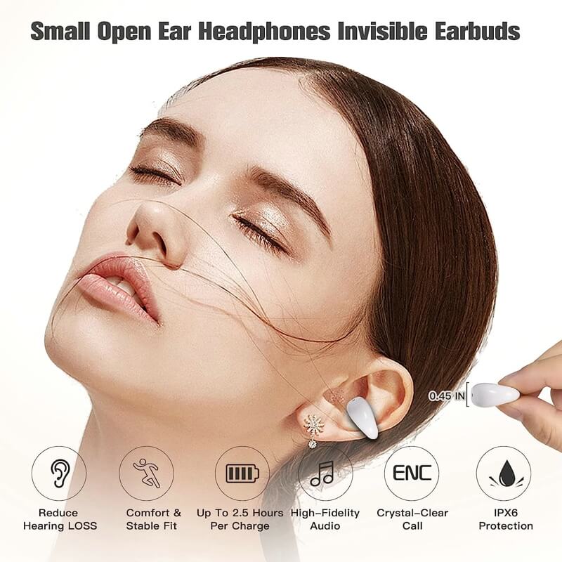 Small Clip On Open Ear Headphones Wireless Bluetooth Ear Clip Bone Conduction