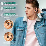 Open Ear Headphones Bluetooth Single Bone Conduction Wireless Earbuds with Earhooks Microphone Earphones Waterproof Long Battery Life Earpiece for Workout Sports Running Android iOS Non Ear Plug