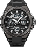 Findtime Mens Digital Analog Watches for Men, Men's Sports Outdoor Watch Military Tactical Wristwatch with Alarm Water Shock Resistant Date Dual Display Stopwatch