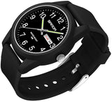 Findtime Day Date Watches for Men Easy Read Dial with Luminous Analog Second Hand Gold Arabic Numerals Waterproof White Silicone Band