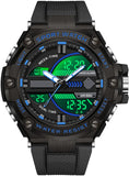 Findtime Running Mens Watches Military Tactics, 5ATM Waterproof Sports Outdoor Watch for Men Swimming Analog Digital Led Large Face Dual Dial Time Display Electronic Wristwatch White