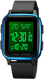 Findtime LED Digital Watch Mens Womens Black Rectangle Square Face Big Numbers Dial Unisex Watches Sports Waterproof Dual Time Stopwatch Fashion Simple Wristwatch