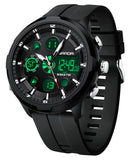 Findtime Fashion Men's Digital Analog Sports Watch, 53mm Large Face 50M Waterproof Multifunction Luminous Watch with Alarm, Stopwatch, Dual Time, Silicone Strap