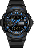 Findtime Men Analog Digital Sports Watch, Large Face Dual Display 5ATM Waterproof Stopwatch for Men Military Outdoor Tactical Army Wristwatch LED 12/24H