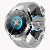 Smart Watch with Earbuds 2 in 1 Watch with Earbuds for Men Fitness Tracker with Sleep Tracker Heart Rate Monitor for Android iOS Silivery Steel Three Beads