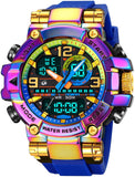 Findtime Cool Designer Mens Watches Big Face Digital Sports Watch for Men with LED Backlight/Alarm/Date/Dual Time Zone/Stopwatch
