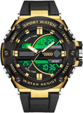 Findtime Running Mens Watches Military Tactics, 5ATM Waterproof Sports Outdoor Watch for Men Swimming Analog Digital Led Large Face Dual Dial Time Display Electronic Wristwatch White