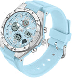 Findtime Watches for Women Digital and Analog Sports Military Outdoor Waterproof Watch for Ladies with Stopwatch Alarm Dual Time Display White