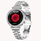 Smart Watches for Women Fitness Tracker with Diamonds Multi-Sport Modes Heart Rate Monitor Sleep Monitoring Bluetooth Calls Female Helath 1.27" Dainty Smartwatch for Android iOS