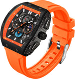 Findtime Men Watch Chronograph Analog Sport Wristwatch Waterproof Running Stopwatch Watches for Men Luminous Moon Phase Unique Tonneau Mens Watches Second Hand