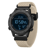 Findtime Men's Pedometer Step Counter Watch Military Compass Watches Nylon Strap Digital Sport Waterproof Tactical Wrist Watch Calories Tracker Metronome Watches Dual Time LED Stopwatch, No Bluetooth No App