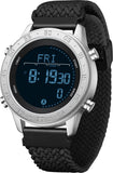 Findtime Men's Pedometer Step Counter Watch Military Compass Watches Nylon Strap Digital Sport Waterproof Tactical Wrist Watch Calories Tracker Metronome Watches Dual Time LED Stopwatch, No Bluetooth No App