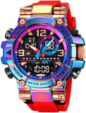 Findtime Cool Designer Mens Watches Big Face Digital Sports Watch for Men with LED Backlight/Alarm/Date/Dual Time Zone/Stopwatch