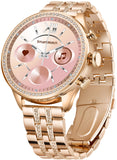 Rose Gold Ladies Smart Watch Bracelet Elegant Fitness Tracker Pedometer Calorie Sleep Monitor Heart Rate Exercise Stainless Steel Wristband