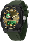 Findtime Cool Watches for Men Construction Heavy Duty Punk Designer Unique Sports Wrist Watch with 5ATM Waterproof Dual Time Display