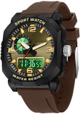 Findtime Cool Watches for Men Construction Heavy Duty Punk Designer Unique Sports Wrist Watch with 5ATM Waterproof Dual Time Display