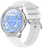 Luxury Black Smart Watches for Women, Diamond Round Designer Fitness Tracker Smartwatch for Android iOS Phones with Make/Answer Call Sleep Monitor