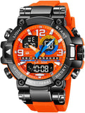 Findtime Cool Designer Mens Watches Big Face Digital Sports Watch for Men with LED Backlight/Alarm/Date/Dual Time Zone/Stopwatch