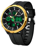 Findtime Fashion Men's Digital Analog Sports Watch, 53mm Large Face 50M Waterproof Multifunction Luminous Watch with Alarm, Stopwatch, Dual Time, Silicone Strap