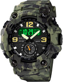 Findtime Big Face Men's Watches 50M Waterproof, Mens Analog Digital LED Outdoor Sport Watch 12H/24H Stopwatch Three Time Display
