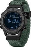Findtime Men's Pedometer Step Counter Watch Military Compass Watches Nylon Strap Digital Sport Waterproof Tactical Wrist Watch Calories Tracker Metronome Watches Dual Time LED Stopwatch, No Bluetooth No App