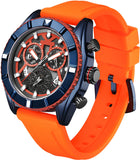Findtime Watch for Men,Sport Designer Analog Chronograph Quartz Business Stylish Watches Luminous Date Calendar Silicon Strap