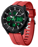 Findtime Fashion Men's Digital Analog Sports Watch, 53mm Large Face 50M Waterproof Multifunction Luminous Watch with Alarm, Stopwatch, Dual Time, Silicone Strap