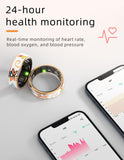 Ladies Smart Ring for Women Health Ring Blood Pressure Heart Rate Monitor Sleep Tracker Fitness Tracker Calories Step Counter Pedometer Gesture Control Waterproof Compatible with iOS Android Phones