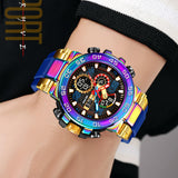 Findtime Mens Watch Sport Military Watches Colorful Waterproof Digital Analog Watch Tactical Outdoor Big Face Wrist Watches Dual Time LED Luminous Alarm Stopwatch Relojes para Hombres