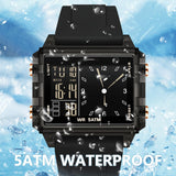 Findtime Digital Watches for Men Women Waterproof Unique Rectangle Watch Stopwatch Countdown Alarm Analog Silicone Strap Transparent Case