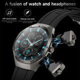 Smart Watch with Earbuds 2 in 1 Watch with Earbuds for Men Fitness Tracker with Sleep Tracker Heart Rate Monitor for Android iOS Silivery Steel Three Beads