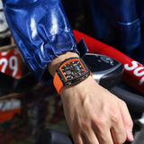Findtime Men's Watch Fashion Analog Watches Tonneau Unique Sport Wrist Watch Quartz Chronograph Waterproof Watches with Luminous Calendar Curved Screen