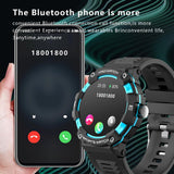 Rugged Military Smart Watches for Men with Bluetooth Call, Sports Smartwatch with LED Flashlight Heart Rate and Sleep Monitor for Android iOS Phones