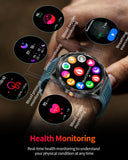 Smart Watch for Men Outdoor Smart Watches Blood Pressure Monitor Heart Rate Sleep Monitor Make/Answer Call Fitness Tracker Compass Pedometer Step Counter Waterproof Flashlight iOS Android Phones