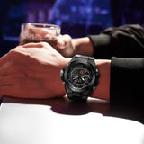 Findtime Mens Watch Alloy Bezel Sport Waterproof Watches Military Digital Analog Watch Tactical Outdoor Big Face Heavy Duty Wrist Watches Dual Time LED Luminous Alarm Stopwatch