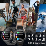 Smart Watch for Men GPS Outdoor Tactical Smartwatch with Altimeter Barometer Compass ABC Watch Bluetooth Calling 100+ Sports Modes Heart Rate Monitor Sleep Monitor Smart Notifications Voice Assistant