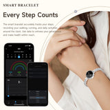 Smart Bracelet Smart Gold Watches for Women Elegant Round Jewelry Fitness Tracker with Heart Rate Monitor Sleep Tracker Step Counter Waterproof Slim Smartwatch with Notifications for IOS & Android