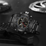 Findtime Mens Watch Alloy Bezel Sport Waterproof Watches Military Digital Analog Watch Tactical Outdoor Big Face Heavy Duty Wrist Watches Dual Time LED Luminous Alarm Stopwatch