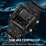 Findtime Square Digital Watch Unique Military Watches Waterproof Sport Wristwatch Fashion Tactical Watches Casual LED Stopwatch Alarm Wrist Watch for Men Women