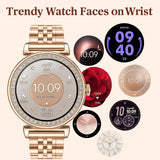Smart Watches for Women Fitness Tracker with Diamonds Multi-Sport Modes Heart Rate Monitor Sleep Monitoring Bluetooth Calls Female Helath 1.27" Dainty Smartwatch for Android iOS