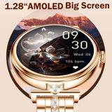 Womens Smart Watches with Diamonds, Luxury Gold Stainless Steel Smartwatch for Women with Answer/Make Call/ 5ATM Waterproof/IP68 Reloj Inteligente para Mujer Android iOS