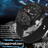 Findtime Cool Watches for Men Construction Heavy Duty Punk Designer Unique Sports Wrist Watch with 5ATM Waterproof Dual Time Display