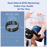 Smart Ring Health Tracker Touchable Screen Data Display Fitness Ring with Heart Rate Monitoring Sleep Tracking Exercise Tracker Long Battery Life Smart Rings