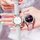 Fitness Tracker, Pink Diamonds Smart Watches for Women (Answer/Make Calls) with Full Touch Color Screen, Elegant Designer Activity Smartwatch